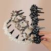 Wavy Headband Tweed Texture Non-Slip Braided Toothed Design Hair Hoop Women Volume-boosting Headband