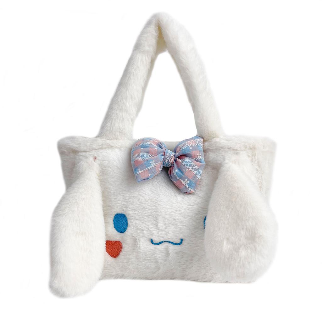 2025 autumn and winter new soft and cute plush small foot bento bag, cute and small girl portable lunch lunch box bag