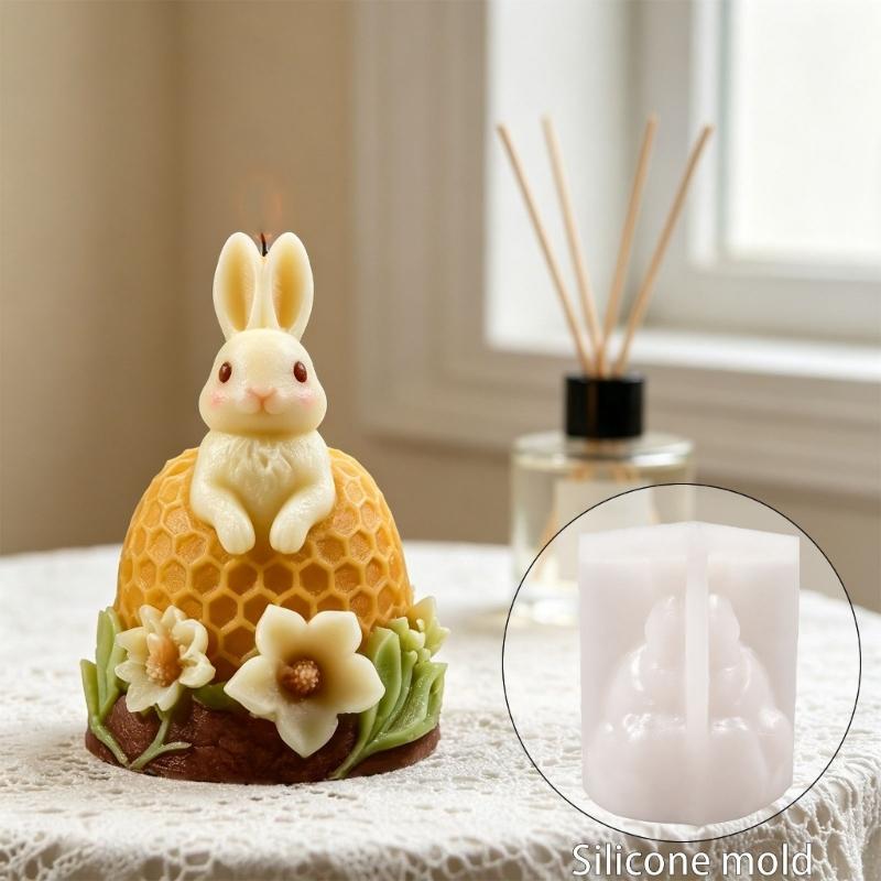 3D Flower Rabbit Shape Silicone Candle Mold For Making Candle Soap Chocolate Home Decoration And Easter Gift Giving