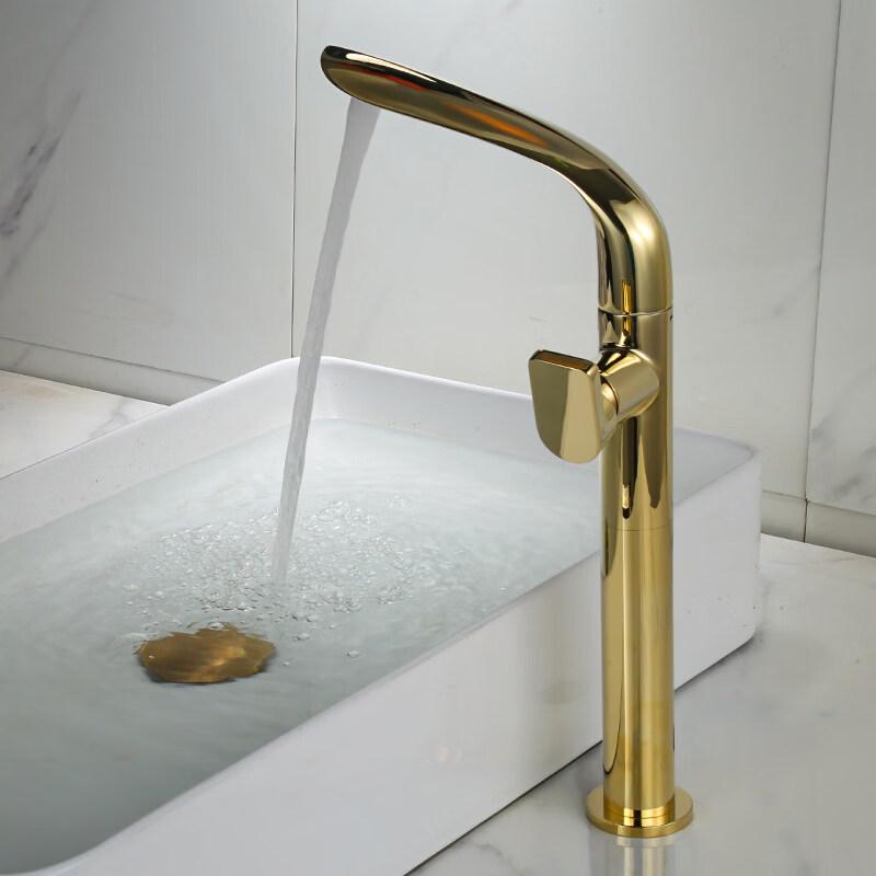 TLXT Gold Leaf Tall Rotating Basin Faucet