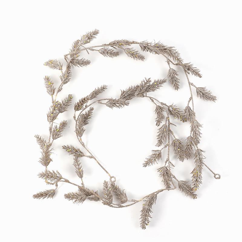 Christmas Vine & Branches: Champagne White & Gold Powder Tree Decor