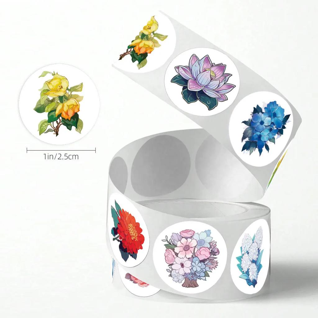 500Pcs Flower Stickers Cakes Desserts Baking Decorations Sealing Gift Series Self-Adhesive Stationery Sticker Labels