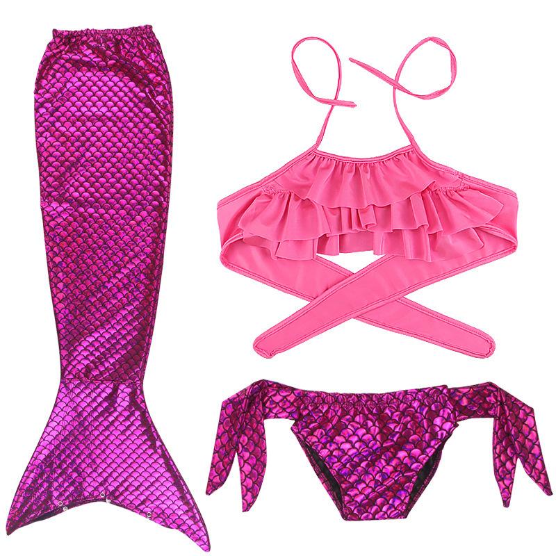 Mermaid Swimsuit Girls Middle School Elder Princess Split Skirt Elementary School Mermaid Baby Three-Piece Set
