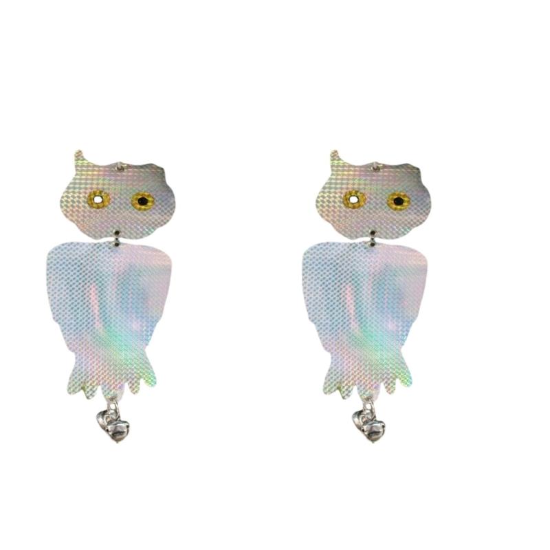 

Reflective Owl Shaped Bird Deterrence With Reflective Pendent Easy Install Outdoor Decoration Weatherproof 1