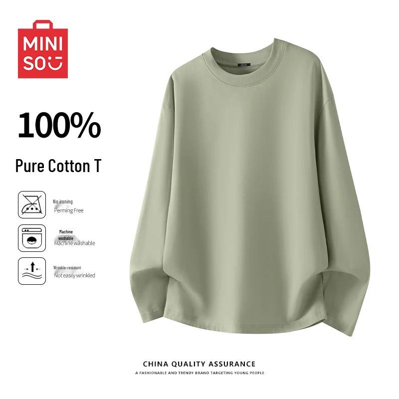 MINISO Men s Heavyweight Cotton Long-Sleeve T-Shirt 3XL