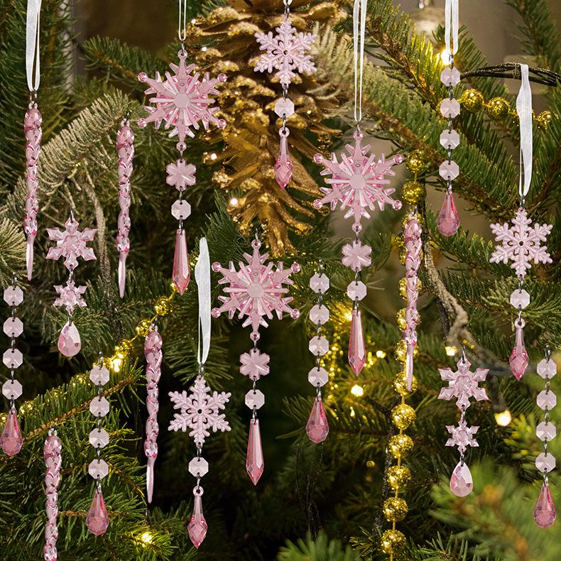 18-Piece Clear Acrylic Icicle and Snowflake Christmas Ornaments Set