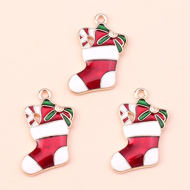 10pcs 15x22mm Cartoon Christmas Charms Enamel Santas Claus Charms Pendants for Jewelry Making DIY Necklace Earrings Accessories