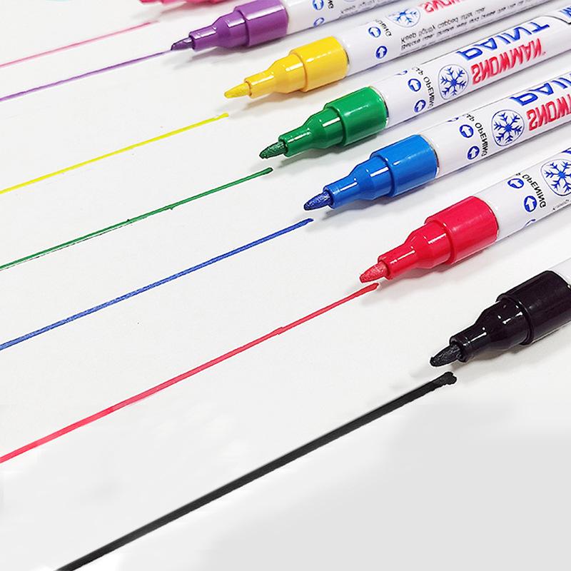 Alcohol-Resistant Snowman Paint Marker 1.0mm, Black & White, Fade-Proof, Low Halogen Touch-Up Pen