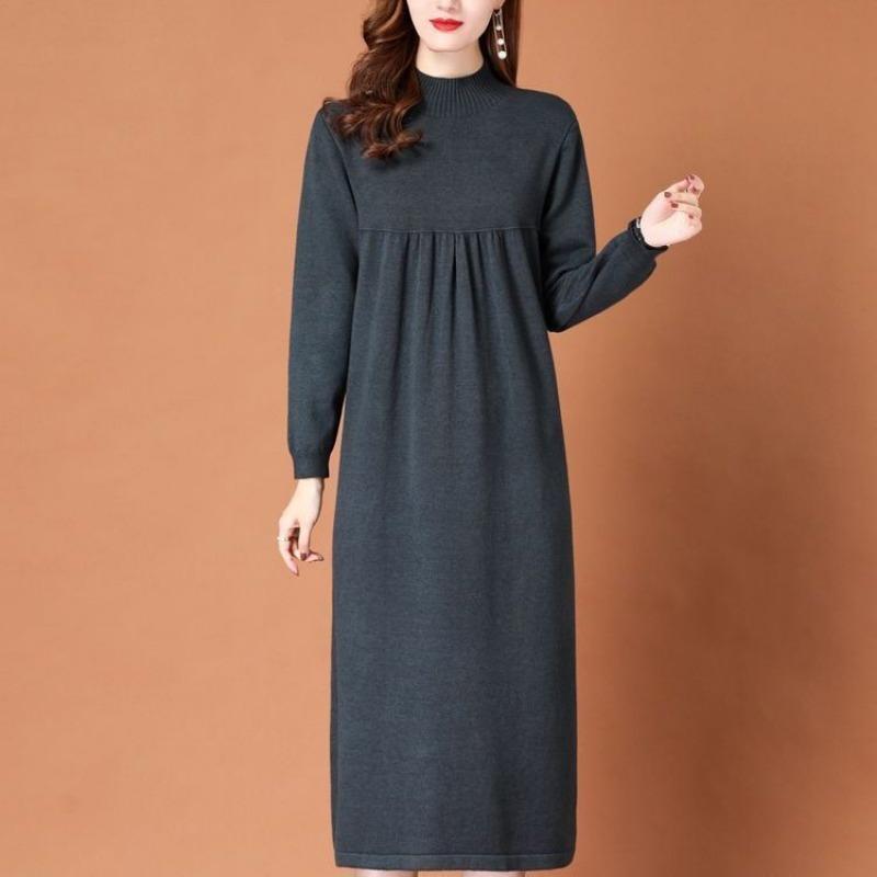 Πλεκτό Φόρεμα Γυναικείο Άνοιξη Φθινόπωρο Νέο Υψηλής Ποιότητας Φόρεμα Πουλόβερ Παλτό Εσωτερική Επένδυση Φούστα
