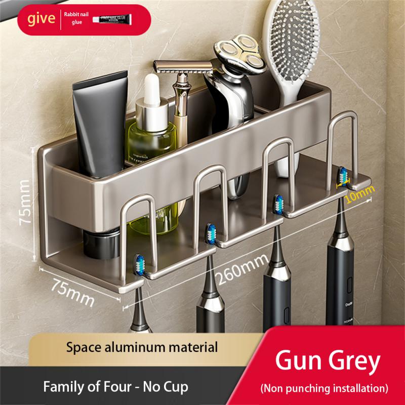 Wall Mounted Toothbrush Holder Hanging Storage Strong Load-bearing Space Aluminum Storage Toothbrush Rack Tooth Storage