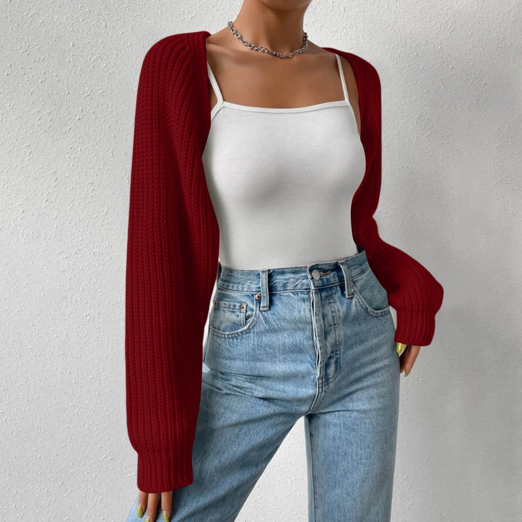 Women's Fashion Shawl Sweater Solid Color Long Sleeve Cardigan Top