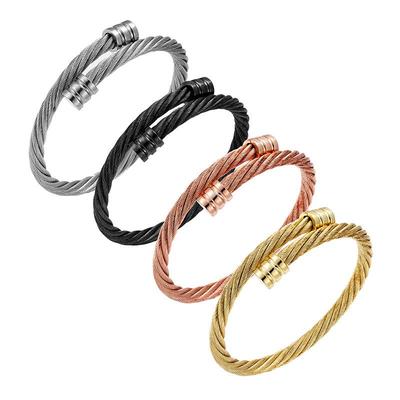 Bracciale da uomo Hip-Hop Punk in Acciaio di Titanio a Corda - Gioiello Elastico e alla Moda