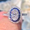 CopperShiny Oval Cubic Zirconia Ring For Women Engagement Wedding Luxury High Quality Fine Jewelry