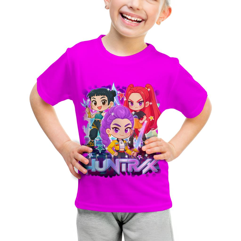 Dämonenjäger Saja Jungen Kinder T-Shirts Baby Mädchen Junge Cartoon Kurzarm Oberteile Anime Fans T-Shirt Kinderkleidung