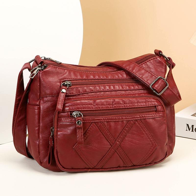 Fashion mother bag new women's bag multi-layer large-capacity soft leather shoulder messenger bag simple retro backpack women