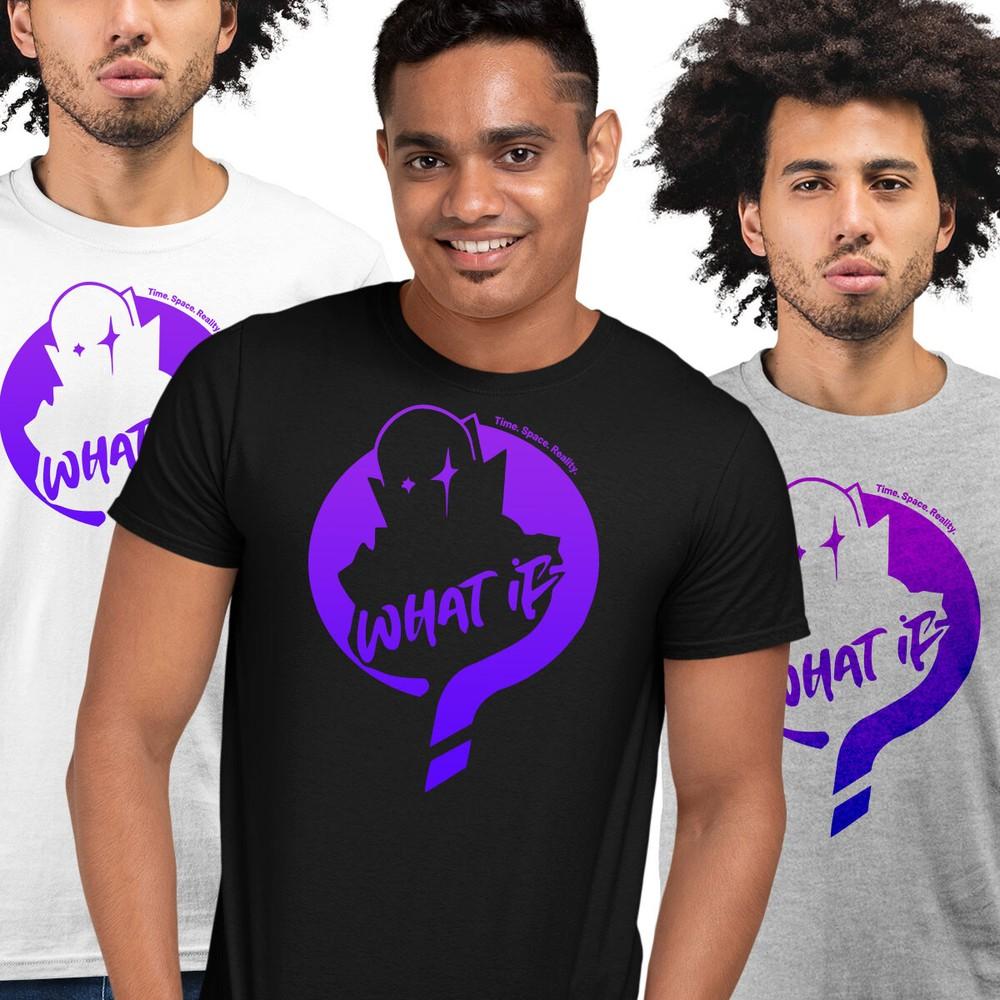 What If Logo Comics Gift Novelty Unisex Tshirt in Purple design L