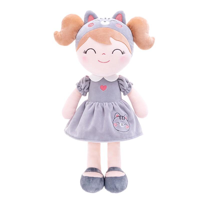 Baby Dolls Plush Animal Doll Gray Cat Baby Girl Plush Doll for Graduation Baby Shower Presents 30cm