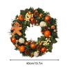 Outdoor Christmas Wreath 15.7 Inch Farmhouse Gingerbread Wreath With Lights For Home Realistic Holiday Decor For Entrance Front
