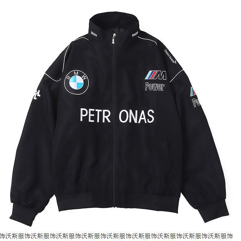 Men Women Vintage Racing Style Windproof Cycling Jacket Lightweight Embroidered Motorcycle Riding Outerwear