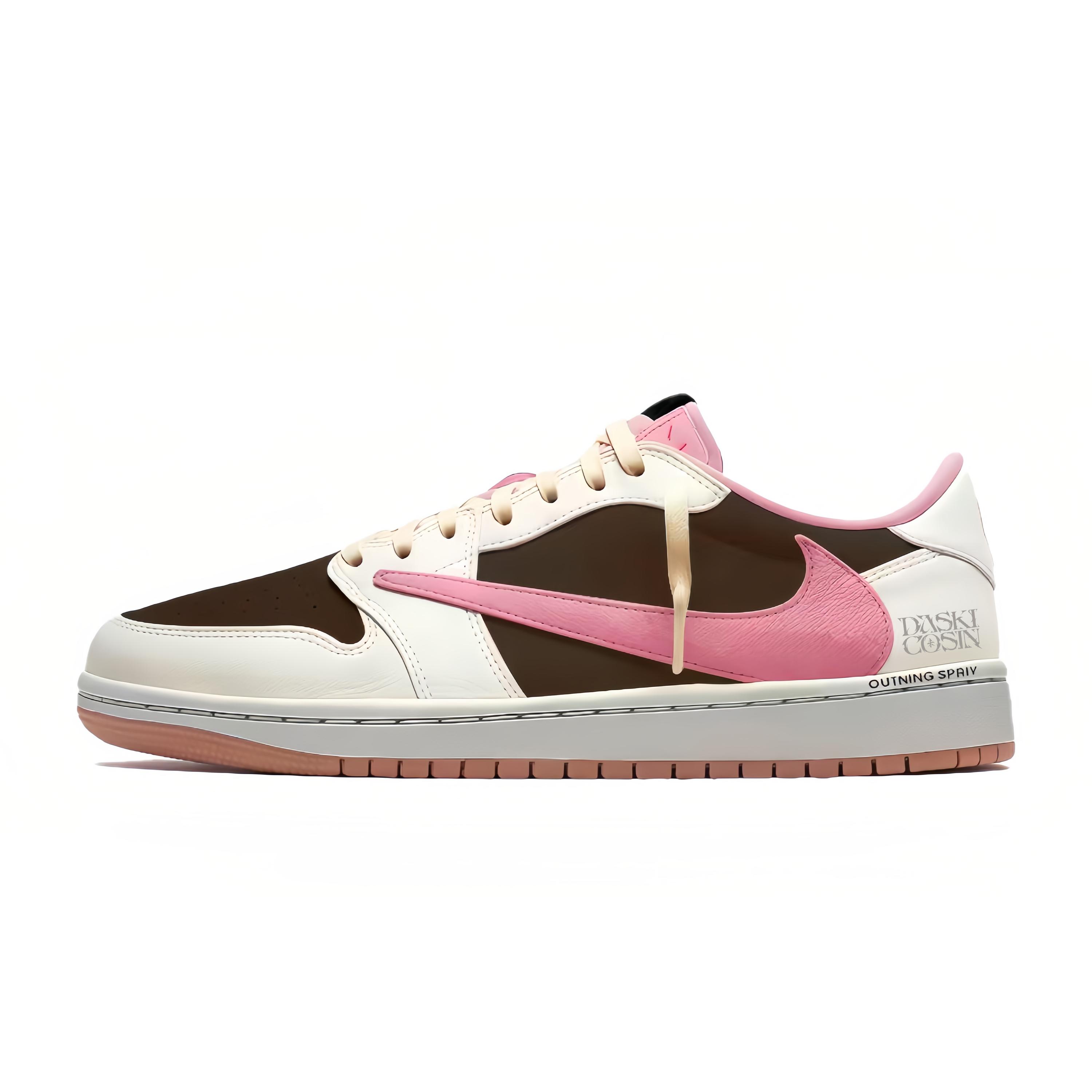 

Jordan x Travis Scott Air Jordan 1 Чорно-рожеві Гачок Амортизація Стійкі до ковзання Низькі ретро-баскетбольні кросівки Унісекс DZ4137-700(Команда1946-) 35.5