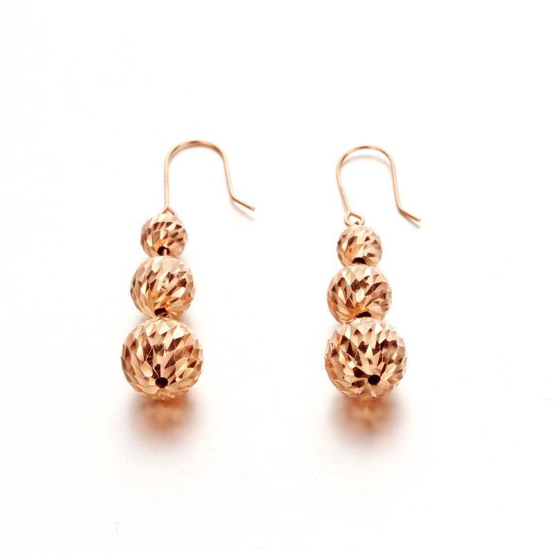 Round Bead Earrings Fashion Personality Temperament Long Purple Gold Color Gold Plated Rose Gold Earrings