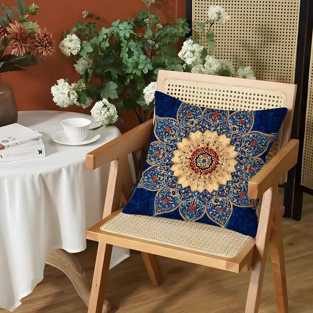 Classic Persian Pattern Cushion Cover Silky Short Plush Invisible Zipper Dustproof Sofa Pillow Case for Home Decor