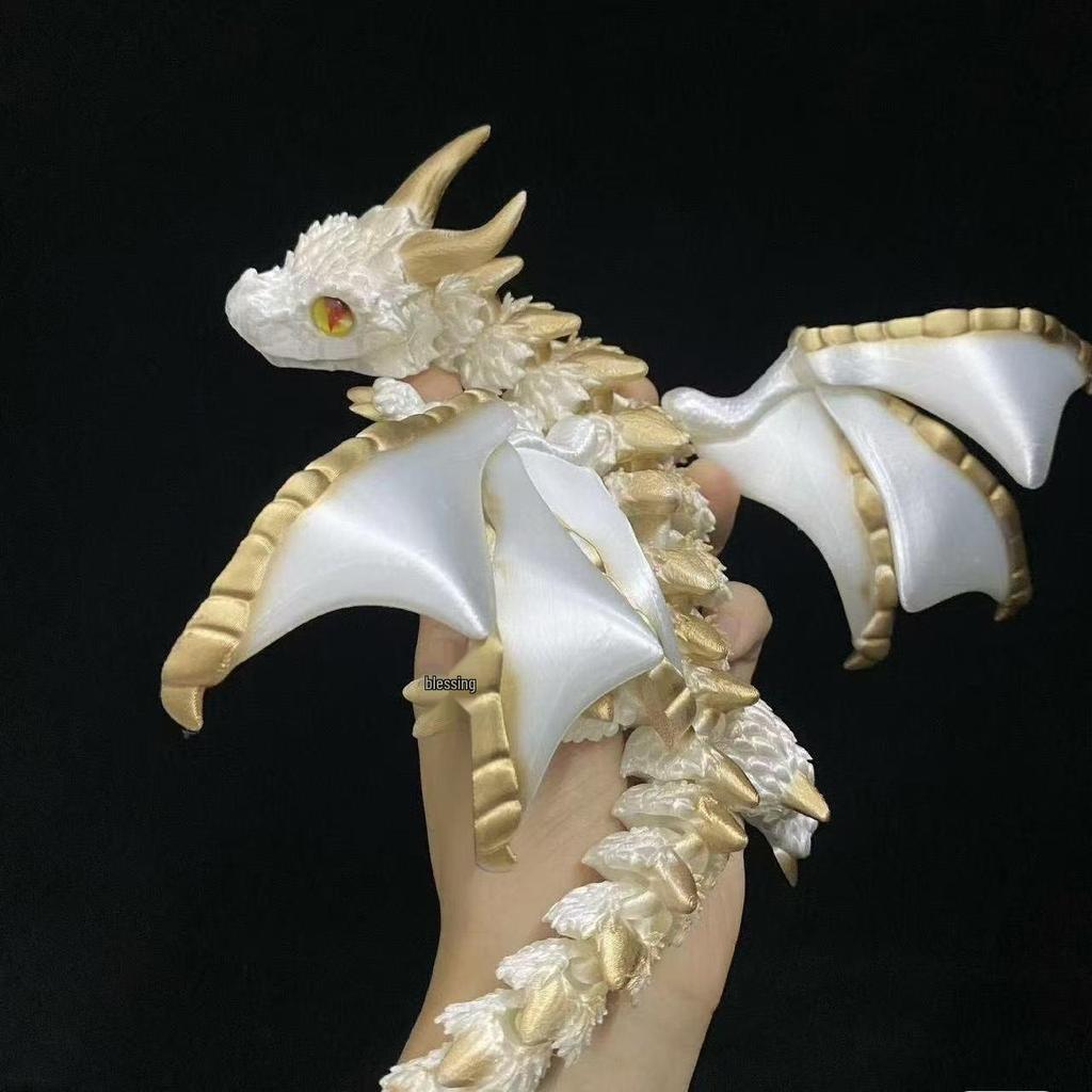 3D Printed Double-Horned Flying Dragon Toy with Flexible Wings and Laser Gradient