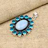 Owyhee Opal, Blue Topaz Gemstone 925 Sterling Silver Jewelry Handmade Pendant For Wedding Gift