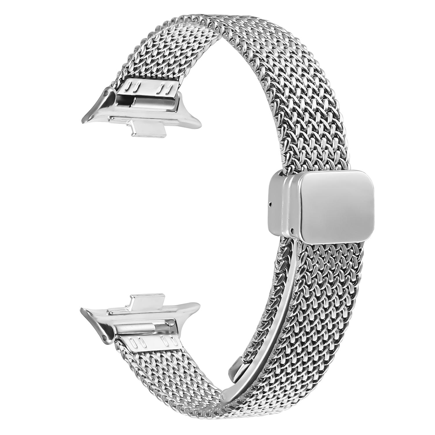 

For Xiaomi Smart Band 8 Pro Watch Band Herringbone Milanese Stainless Steel Silver Wrist Strap As shown A