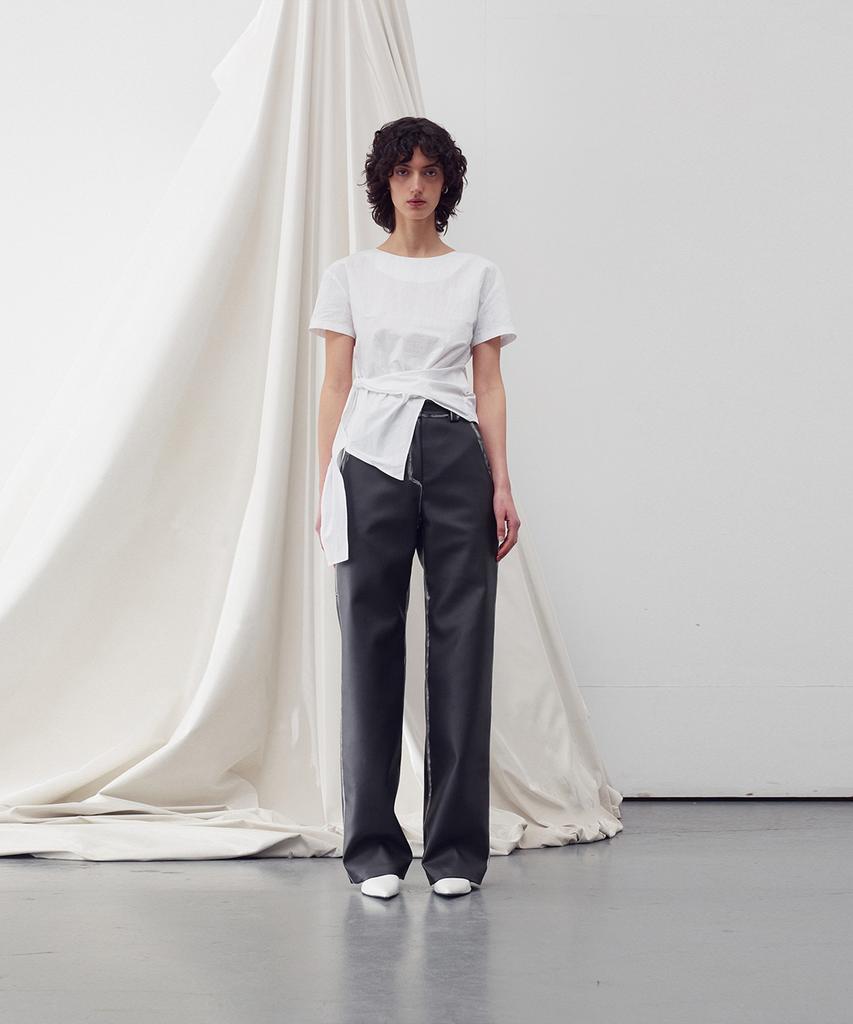 RE RHEE Asymmetric Hem Blouse White