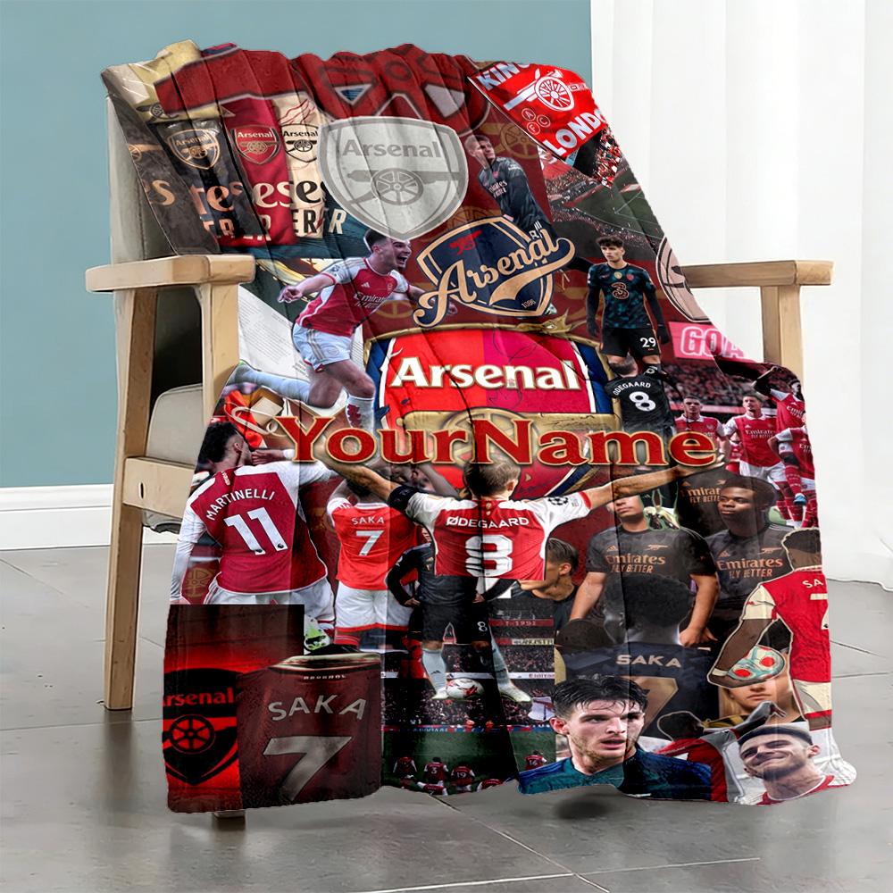 Arsenal Personalized Text Blanket Multi-purpose Customizable Blanket Soft Warm Cozy for Couch Office Chair Picnics Office for All Occasions