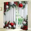 Set Of 2 Christmas Curtains Polyester Printed Tree Home Decoration Room Made