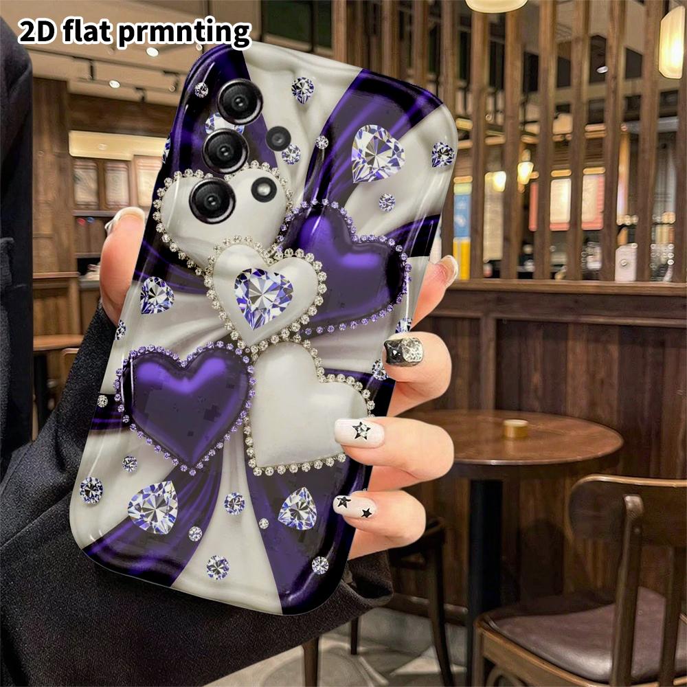 Phone case: 2D flat, compatible with Samsung Galaxy A34 A35 M05 M06 S20 S22 S21 FE Plus 5G cases, multiple hearts, perfect holiday gift for Christmas