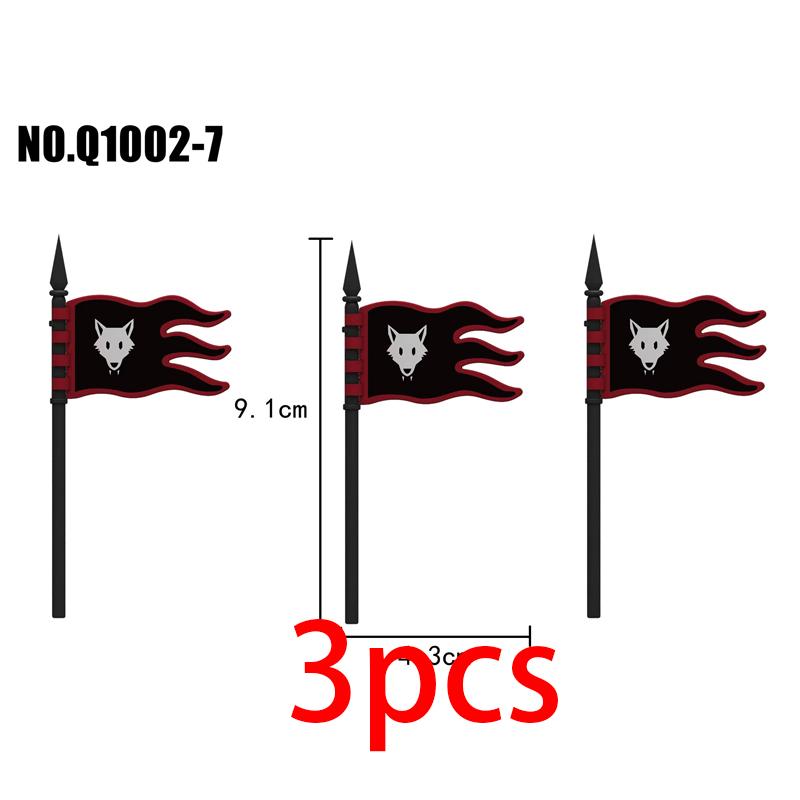 Mittelalterliche Militärburg Ritter Bausteine Reitpferd Wolf Bär Elefant Tier Weste Waffe Fahne Sattel Spielzeug Ziegelstein Geschenk A06