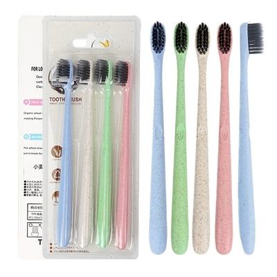 4pcs Wheat Straw Adult Toothbrush Soft Nano Antibacterial Bamboo Toothbrush