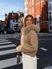Cardigan da donna con cappuccio e zip color kaki, maglione, cappello in pelliccia, cardigan bianco lavorato a maglia, cappello peloso, giacca lavorata a maglia, maglione caldo nero da donna con fodera, autunno inverno