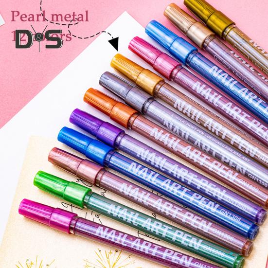12 Pcs Nail Art Pens Set 3D Nail Polish Pen Quick Drying Nail Point Graffiti Dotting Pen Nail Art Markers Drawing Painting Pen for Home Salon