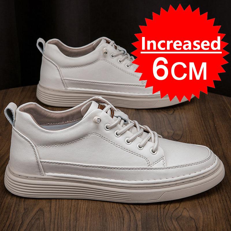 Genuine Leather Men Height Enhancing Shoes Men's Sneakers Men Elevator Height Increasing Insoles 6CM Sports Shoes Big Size 36-48