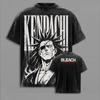 Anime BLEACH Zaraki Kenpachi Graphic T Shirt Men Women Washed Cotton Tshirts Vintage Casual Clothing Harajuku Unisex T-shirt
