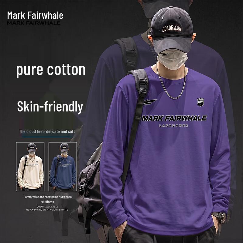Mark Fairwhale Men's Pure Cotton Long-Sleeve Round Neck T-Shirt