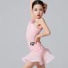 Girls Halter Latin Dance Dress Chacha Samba Rumba Latin Dance Competition Dresses Child Stage Costumes Pink
