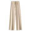 Pantalones holgados de lana con cintura alta y sensación de caída para mujer de otoño e invierno, pantalones casuales de pierna ancha para mujer, pantalones de lana de punto para pasar el rato