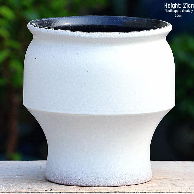 Minimalist Large Coarse Pottery Flower Pot for Succulents and Green Plants
