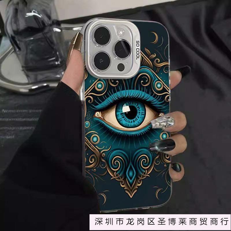 Blue eyes and big eyes Suitable for Apple 16Promax mobile phone case Personalized vitality case iPhone15/14/13 Text 12