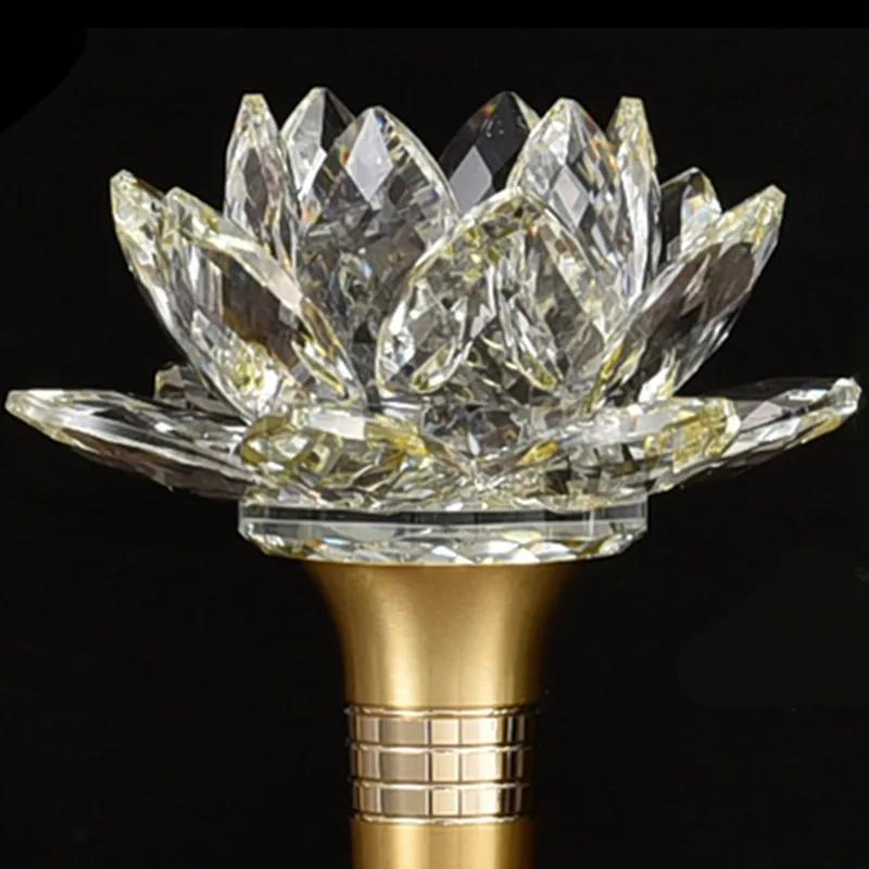 2pcs Chinese Crystal Candle Holder Ornaments Colorful Simulated Candlestick Buddha Hall Worship Home Decor Buddhist Accessories