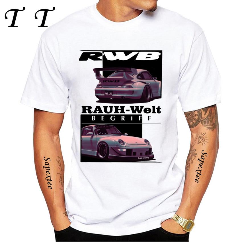 New Summer Men Short Sleeve Retro Turbo RWB 993 T-Shirt Hip Hop Casual Tops Vintage Harajuku Sport Car Fashion White Tees