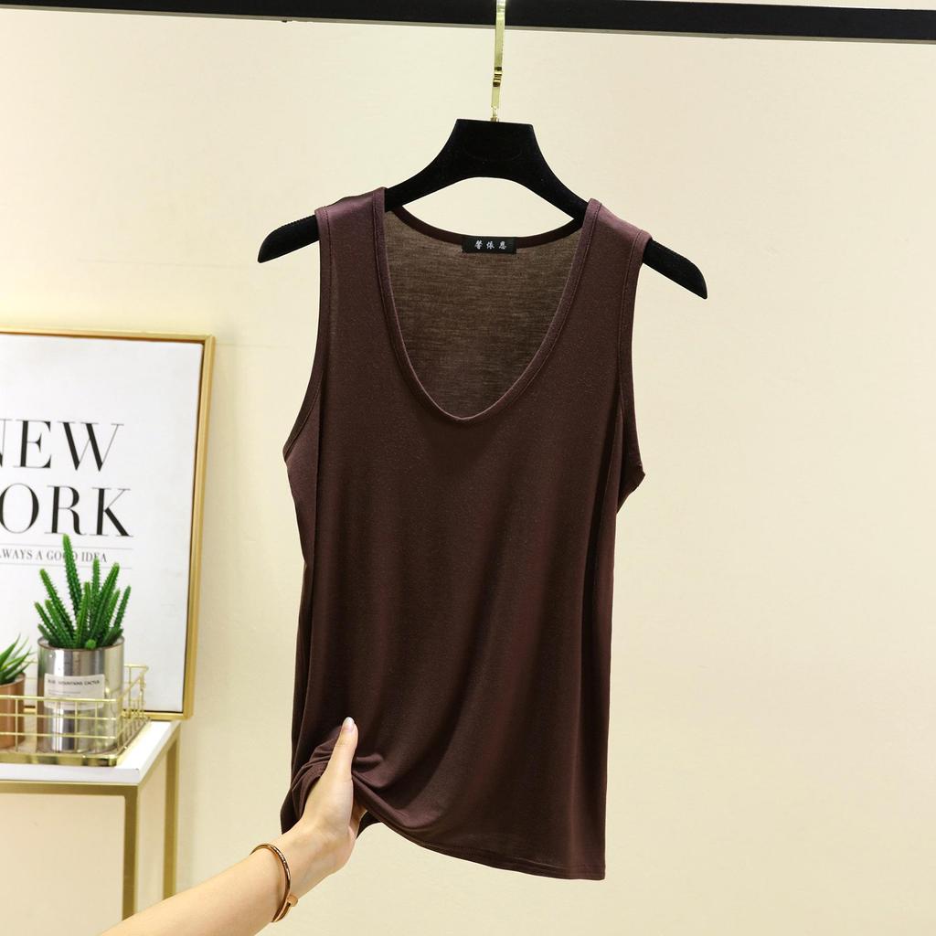 6XL Oval Collar Stretch Loose Vest Summer Modal Fashion All-match Large Size Bottoming Shirt Hem Arc Women's Top