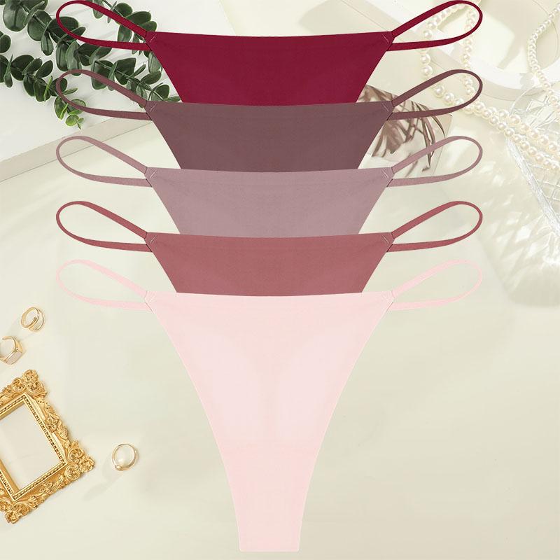 5Pcs/Set Sexy Minimalist Thong Underwear for Women Low Rise Thin Strap Seamless Soft Comfortable Briefs