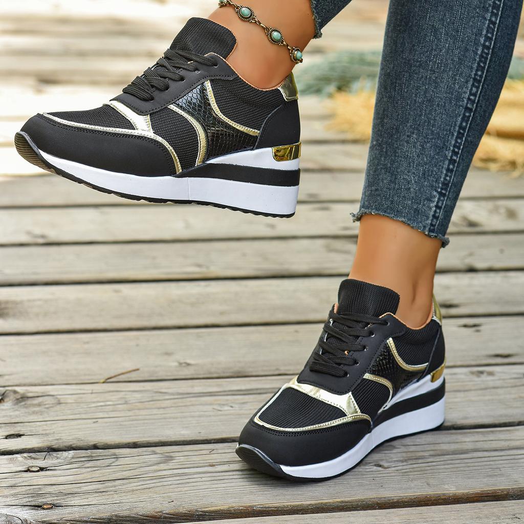 Fashion Women's Lightweight Wedge Sneakers Fashion Lace Up Running Shoes for Women Casual Comfortable Walking Shoes Plus Size