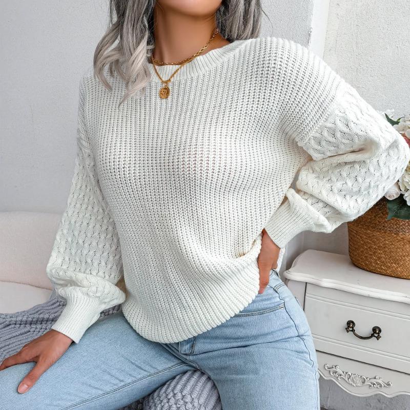 Autumn and Winter Women Casual Lantern Long Sleeve Knitted Sweaters